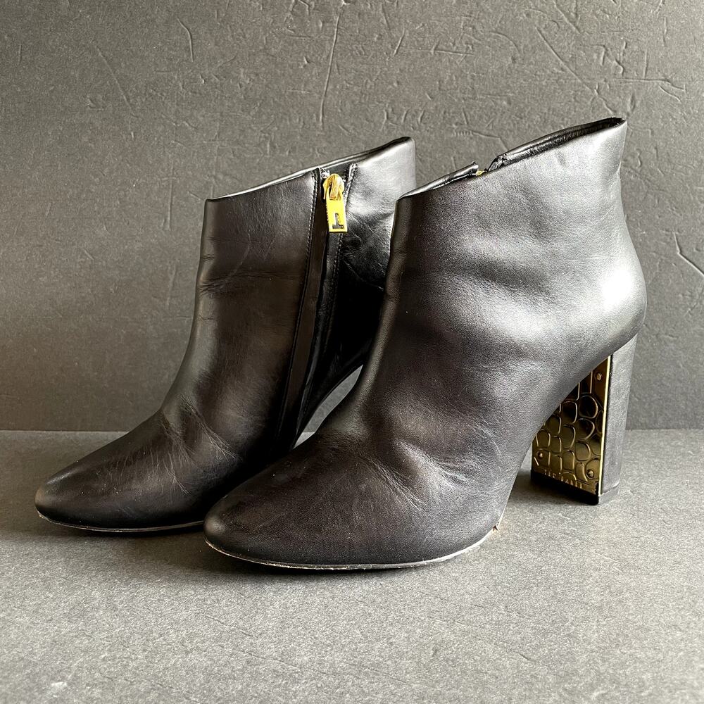 Ted Baker Black Leather Lowrenna Ankle Booties 38.5/7.5